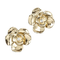 CHANEL Metal Rhinestone Stud Earrings Women's Gold