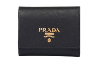 PRADA Saffiano Leather Wallet Trumpets Women's Black