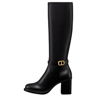 DIOR 30 Montaigne Knee-high Boots 7.5cm Women's Black Gold