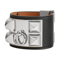 HERMES Palladium-Plated Bracelets Women's Black