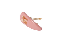 MIU MIU Leather Hair Clips Women's Pink