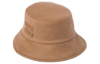 MIU MIU Wool Fabric Bucket Hats Women's Camel Brown