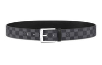 LOUIS VUITTON Leather Belts Men Gray Checkerboard