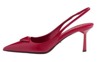 PRADA Triangle-logo Leather Slingback Pumps