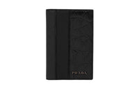 PRADA Leather With Crocodile Leather Accents Card Holder Men's Black