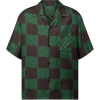 LOUIS VUITTON Open Collar Short Sleeved Silk Shirt
