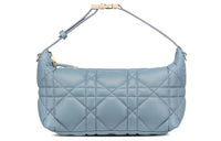 DIOR Cow Leather Handbags Clutches Medium Size Women's Sky Blue