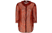 SAINT LAURENT Heart Printed Ruffled Trim Blouse