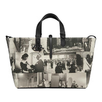 DIOR Cotton With Calfskin Handbag Large Size Women's Black & White