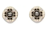 CHANEL Metal Rhinestone Clip-On Earrings Women's Gold