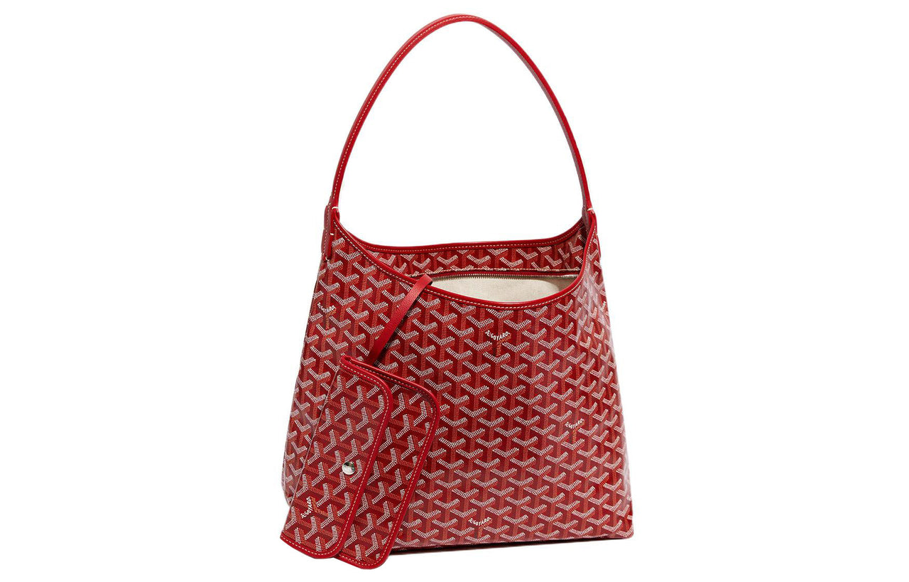 GOYARD Bohème Hobo Canvas With Calfskin Shoulder Bag Combo Bag Shoulder Bags Women's Red & Peach Heart Edition