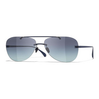 CHANEL Titanium Alloy Aviator Sunglasses Unisex Dark Blue