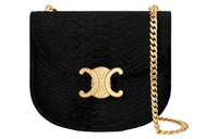 CELINE Besace Velour Shoulder Bag Crossbody Bag Women's Black