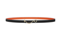 HERMES Carrousel Leather Belts Women's Black/Orange