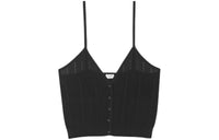 SAINT LAURENT Striped V Neck Knitted Tank Top