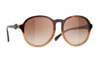CHANEL Acetate Oval Sunglasses Unisex Tortoiseshell