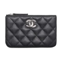 CHANEL Calfskin Wallet Women's Black