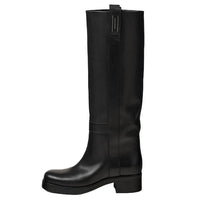 HERMES Horse Knee high Boots Women's Black