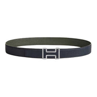 HERMES Calfskin Leather Belts Unisex Blue/Green Width: 3.2CM