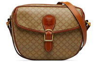 CELINE Canvas With Leather Shoulder Bag Crossbody Bag Women's Beige & Light Brown
