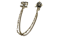 CHANEL Brooch Women's Black/Gold