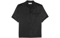 SAINT LAURENT Camp Collar Silk Satin Jacquard Shirt
