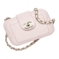 CHANEL Sheepskin Crossbody Bag Shoulder Bag Women's Light Pink Red
