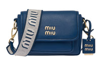 MIU MIU Leather Crossbody Bag Shoulder Bag Women's Dark Blue