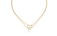 DIOR Resin Faux Crystal Necklaces Women's Gold