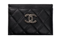 CHANEL Shiny Beaded Embossed Calfskin Wallet Women's Black