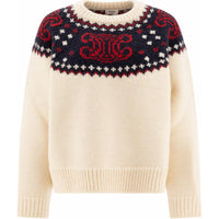 CELINE Triomphe Crew Neck Sweater In Fair Isle Wool