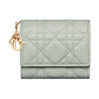 DIOR Lady Dior Soft Lambskin Handheld Card Holder Wallet Women's Bright Green