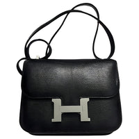 HERMES Constance Lizard Skin Shoulder Bag Crossbody Bag Mini Women's Noir Black