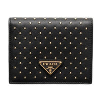 PRADA Leather Wallet Trumpets Women's Black