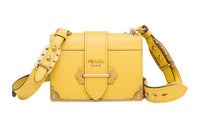 PRADA Cahier Leather Handbag Shoulder Bag Crossbody Bag Regular Women's Sunlight Yellow Color