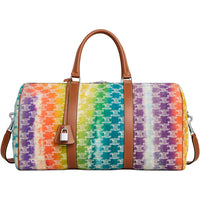 CELINE Textile With Calfskin Trim Travel Bag Men's Purple & Multicolor