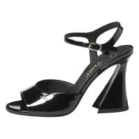 CHANEL Strap Sandals 10cm Women's Black