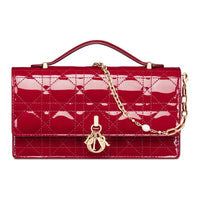 DIOR Calfskin Shoulder Bag Crossbody Bag Handbag Mini Women's Cherry Red