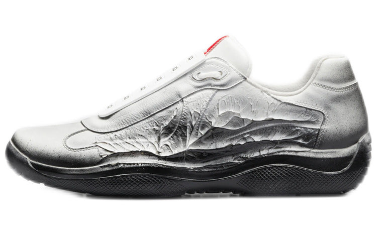 Cass x PRADA Att4ck Wear-Resistant Low-Top Athletic Shoes Unisex Metallic Black