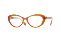 CHANEL Acetate Cat Eye Eyeglass Frames Women's Light Brown