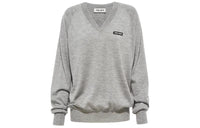 MIU MIU Cashmere And Silk V-Neck Sweater Sweatshirt Women's Gray