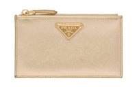 PRADA Cow Leather Card Holder Women's Gold