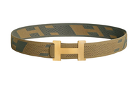 HERMES Constance Belts Men Gray Green/Dark Cyan Brown
