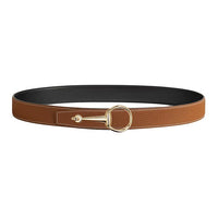 HERMES Leather Leather Belts Men's Black/Gold Width: 3.2cm