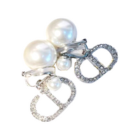 DIOR Resin Clip On Earrings Women's Silver
