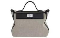 HERMES 24/24 Canvas With Swift Calfskin Handbag Women's Light Beige & Black