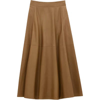SAINT LAURENT Leather Long Skirts Women's Brown