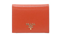 PRADA Cow Leather Wallets Clutches Women's Orange