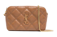 SAINT LAURENT BECKY Leather Clutches Shoulder Bag Crossbody Bag Women's Deep Natural Brown