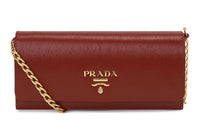 PRADA Calfskin Shoulder Bag, Crossbody Bag Women's Dark Red